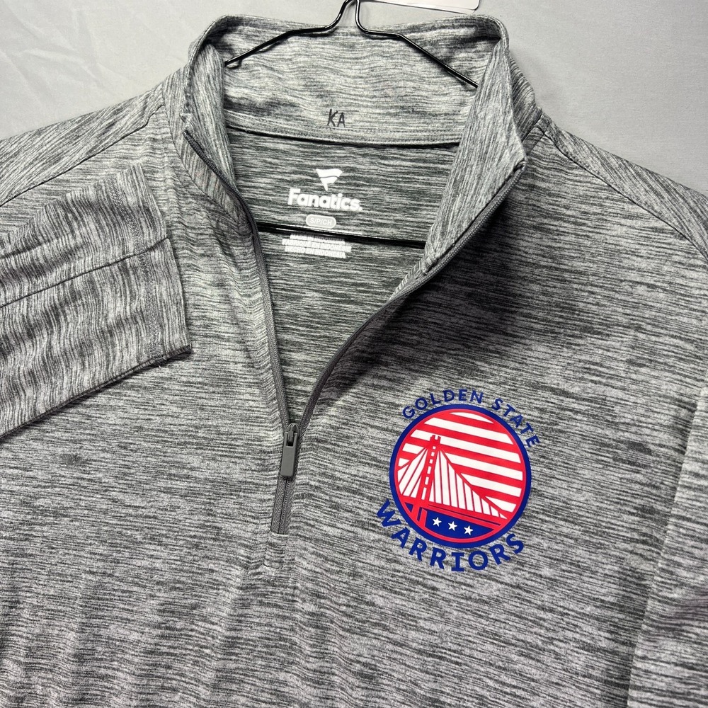 Golden State Warriors Shirt Mens Small Gray 1/4 Zip Pullover NBA Stretch Active